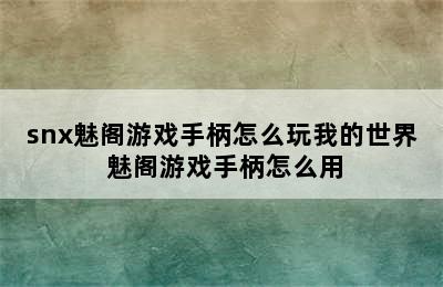 snx魅阁游戏手柄怎么玩我的世界 魅阁游戏手柄怎么用